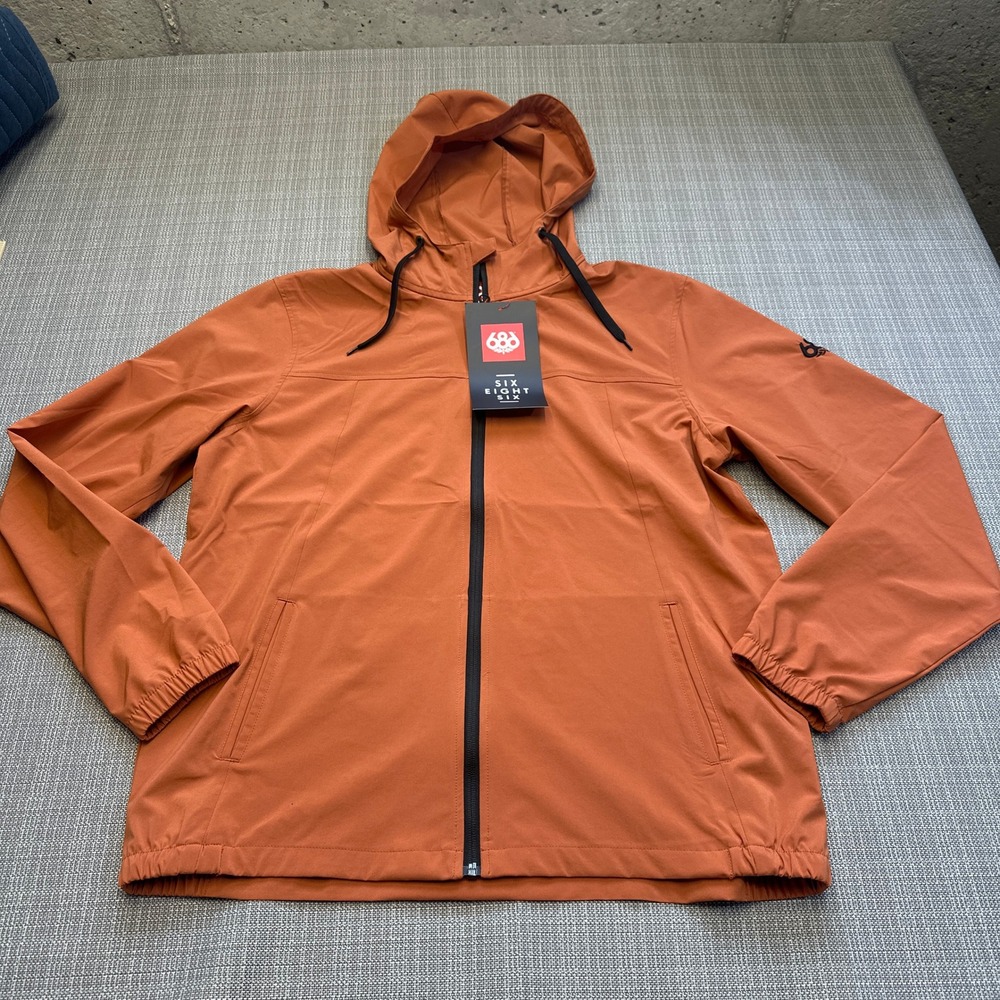 New 686‎ Unix Jacket Windbreaker Mens Small Terracotta Orange Hooded
